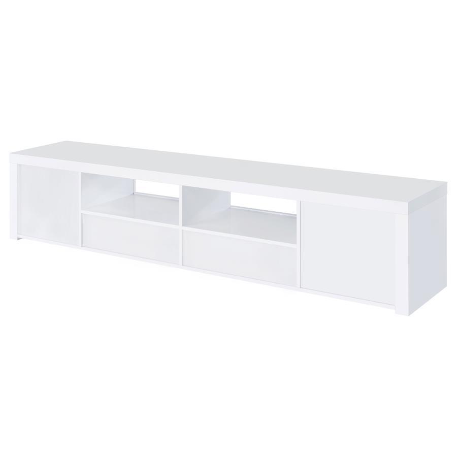 Jude - 2-Door 79" TV Stand With Drawers - White High Gloss