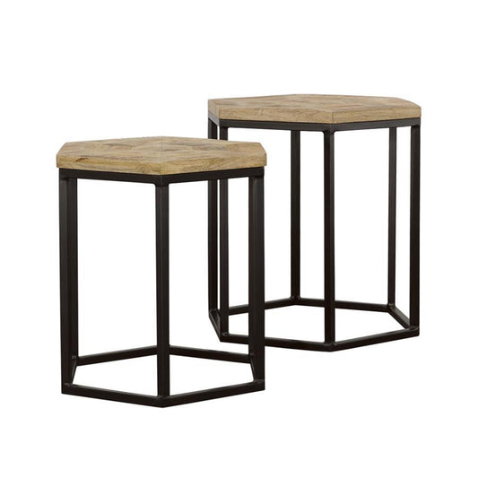 Adger - 2 Piece Hexagon Nesting Tables - Natural And Black