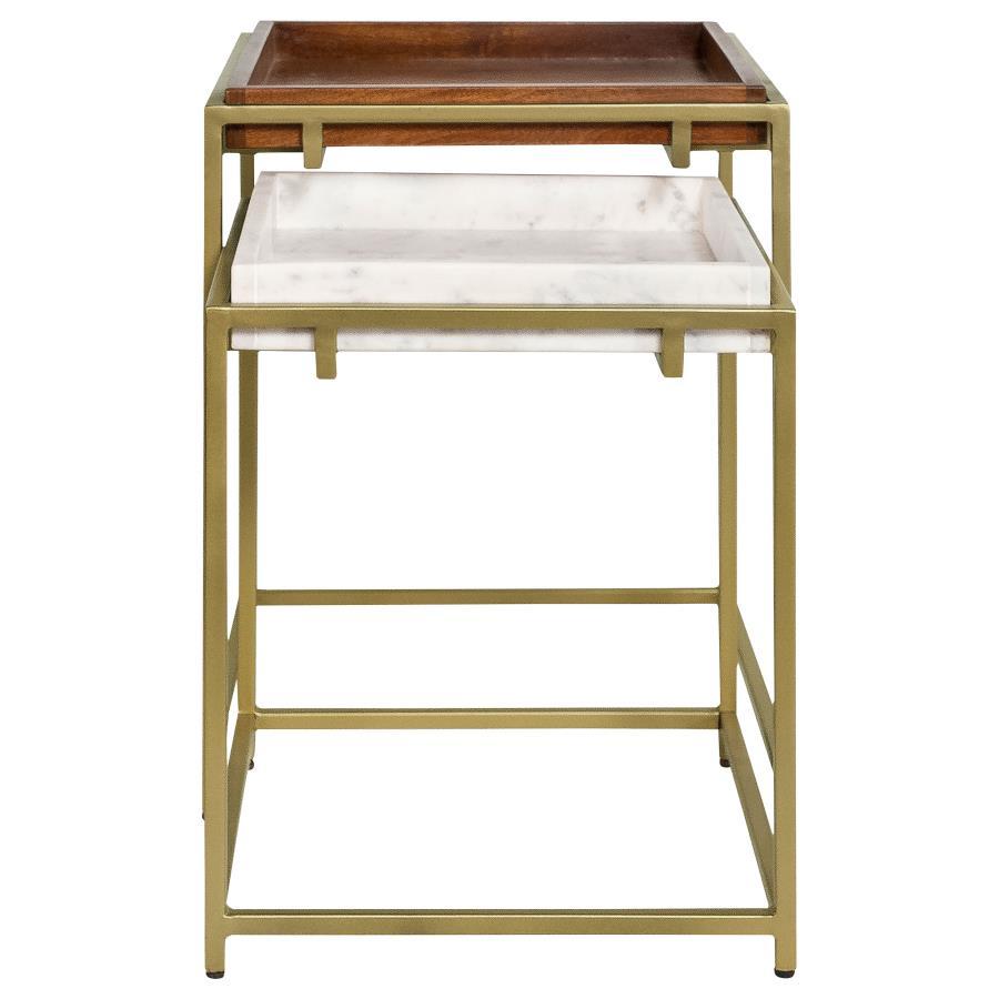 Bolden - 2 Piece Square Nesting Table With Recessed Top - Gold