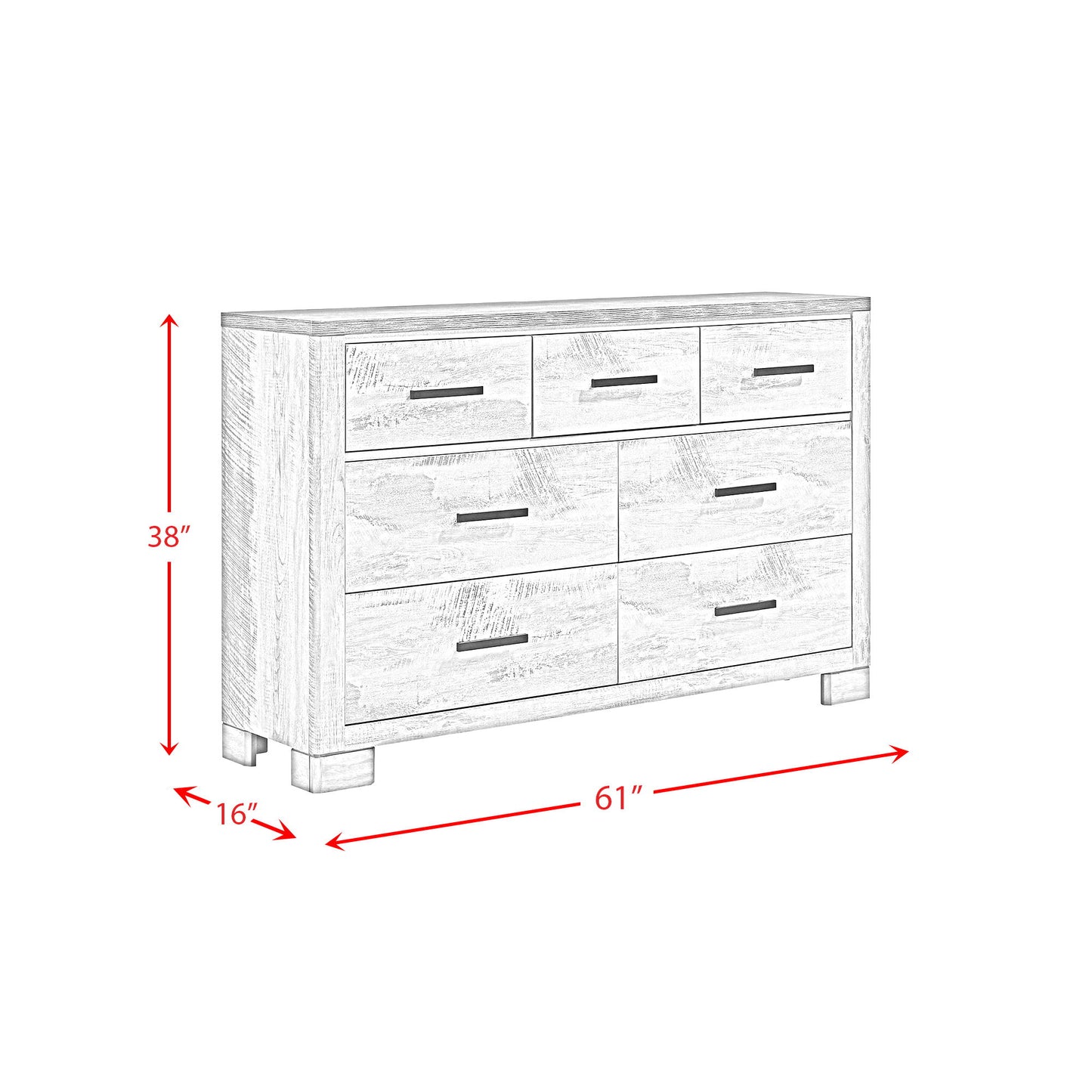 Millers Cove - 6-Drawer Dresser - Distressed Gray