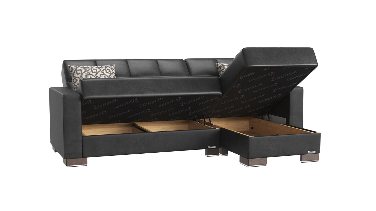 Ottomanson Armada - Convertible Chaise Lounge With Storage - Black