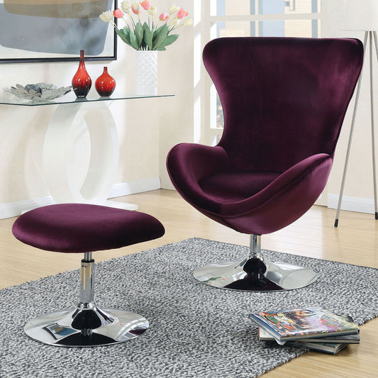 Eloise - Accent Chair With Ottoman - Purple