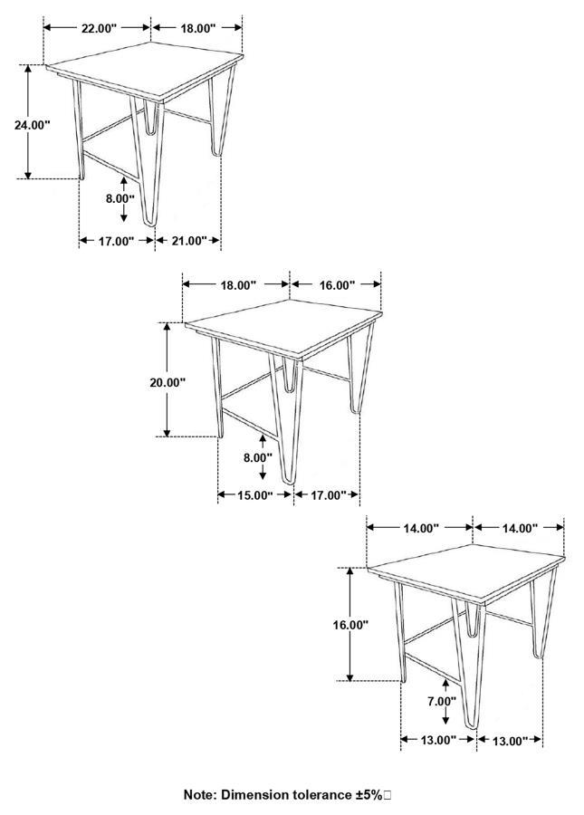 Nayeli - 3 Piece Nesting Table With Hairpin Legs - Natural And Black