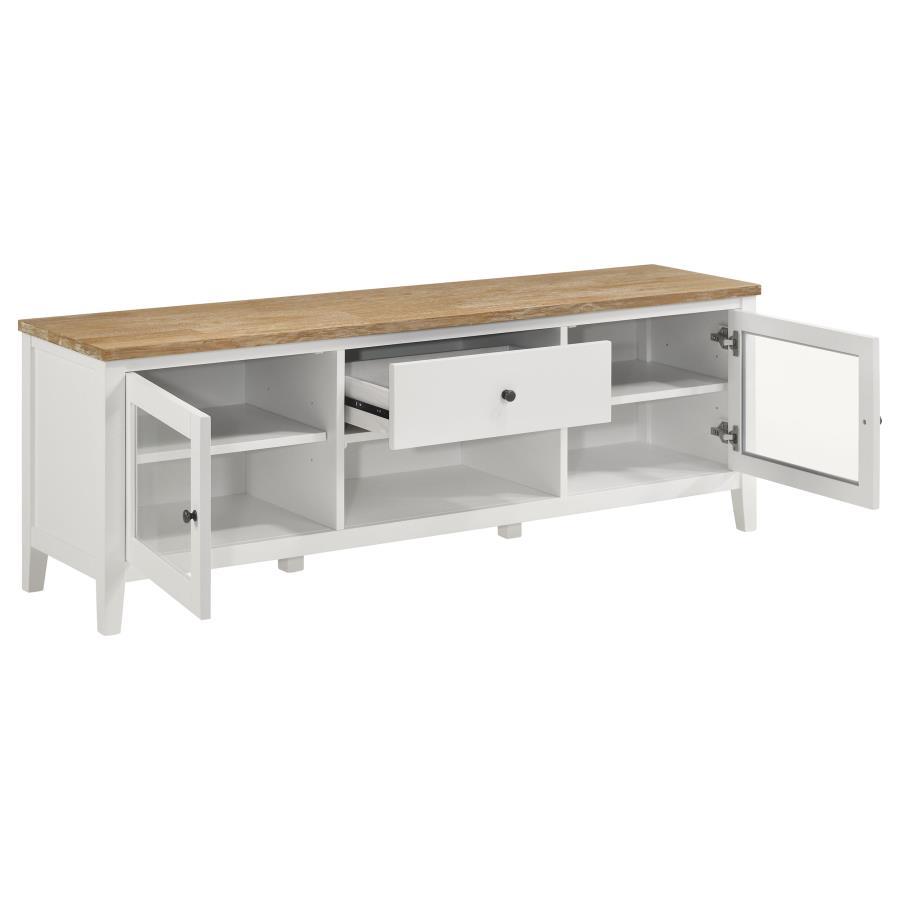 Angela - 2-Door Wooden 67" TV Stand - Brown And White