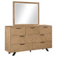 Taylor - 7-Drawer Rectangular Dresser With Mirror Light - Honey Brown