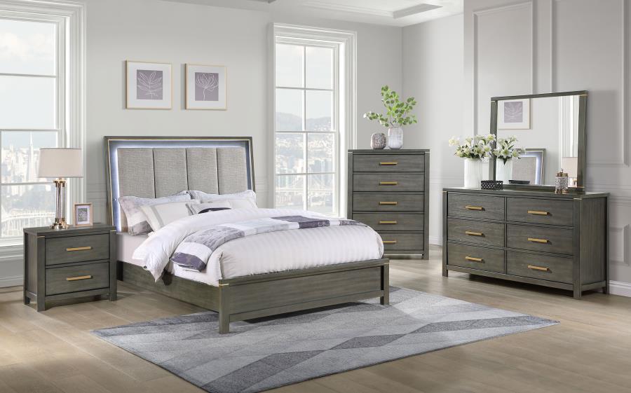 Kieran - 6-Drawer Bedroom Dresser With Mirror - Grey