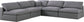 Serene - Linen Textured Fabric Deluxe Comfort 5 Piece Modular Sectional - Grey