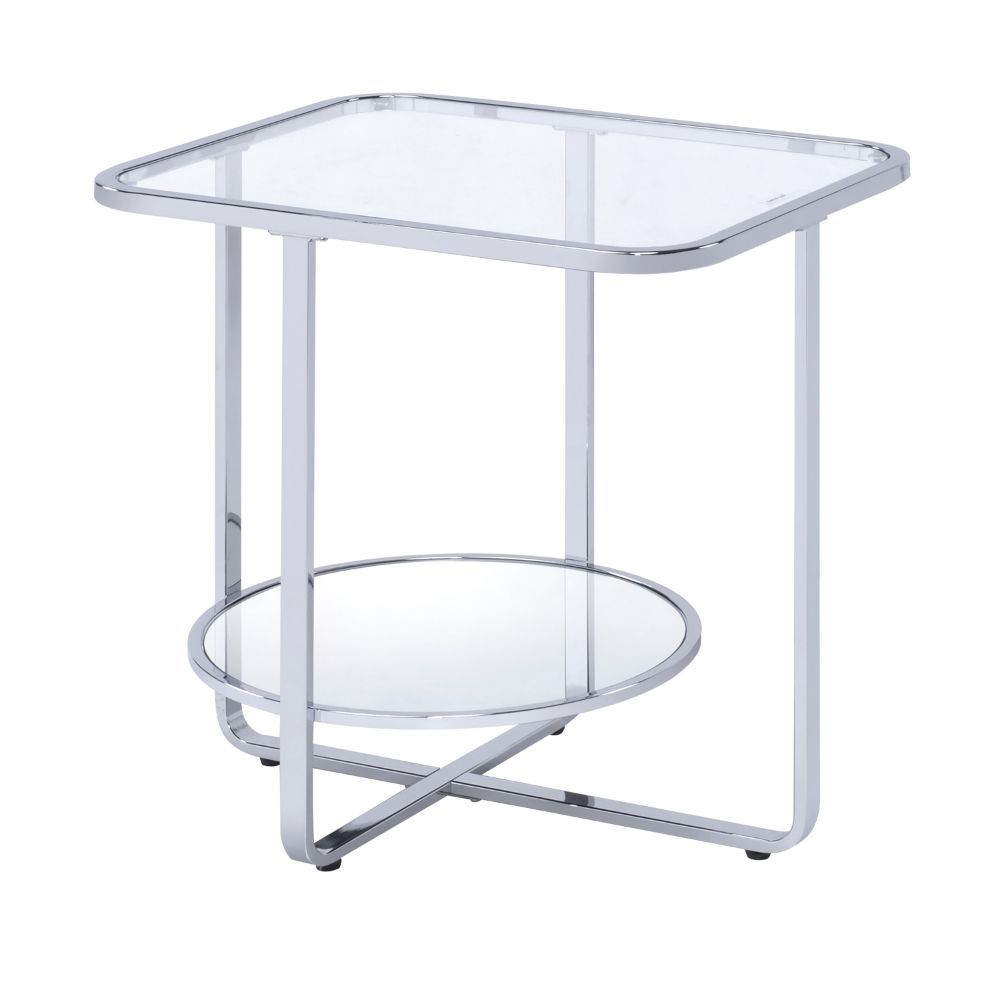 Hollo - End Table - Chrome & Glass