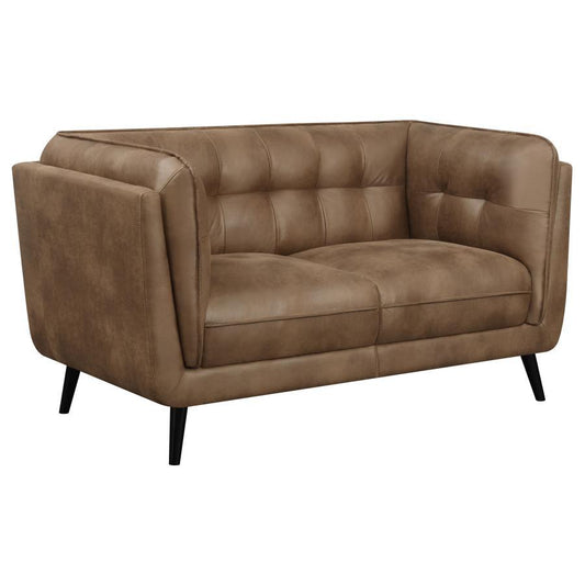 Thatcher - Upholstered Button Tufted Loveseat - Brown