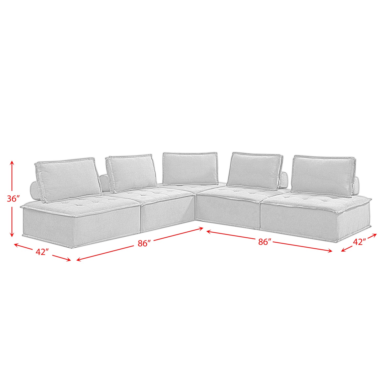 Paxton - Modular Seating 5 Piece Sectional
