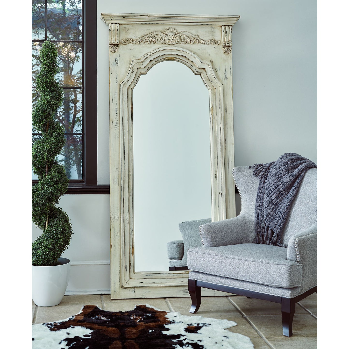 Rebecca - Vertical Mirror - Antique White