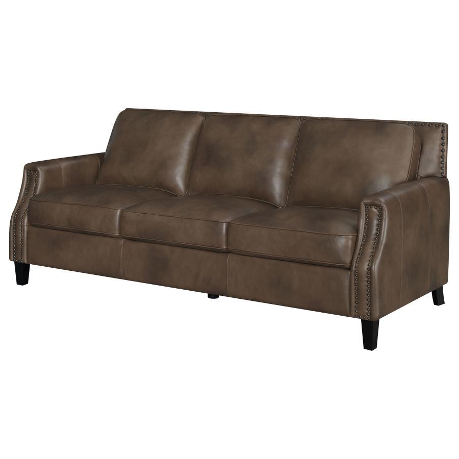 Leaton - Upholstered Recessed Arms Sofa - Brown Sugar