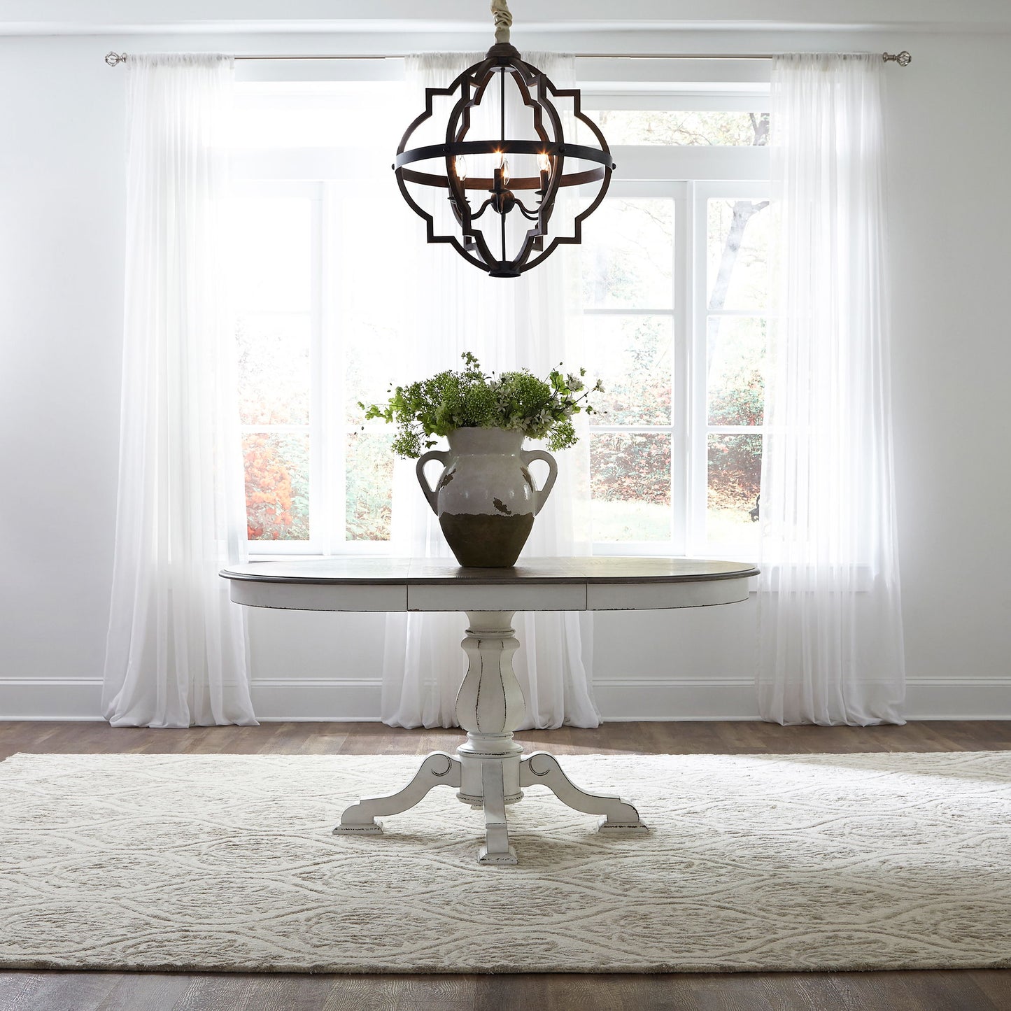 Magnolia Manor - Pedestal Table Set With Upholstered Chairs