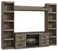 Trinell - Brown - 4-Piece Entertainment Center With 60" TV Stand And Faux Firebrick Fireplace Insert