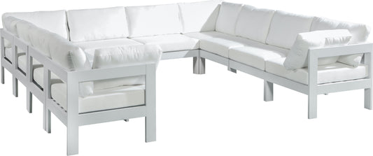 Nizuc - Outdoor Patio Modular Sectional 10 Piece - White - Fabric
