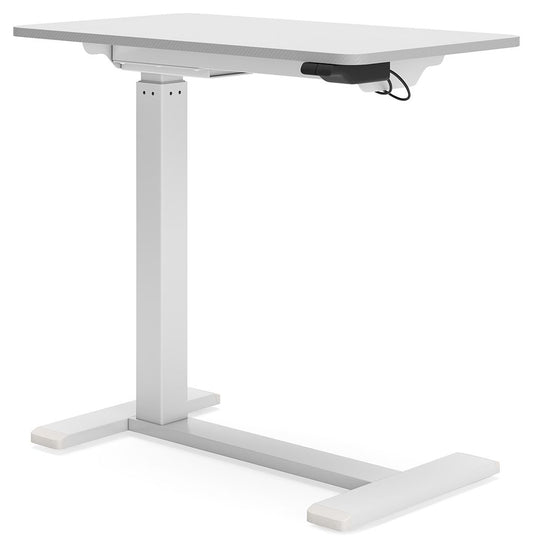 Lynxtyn - Taupe / White - Adjustable Height Side Desk