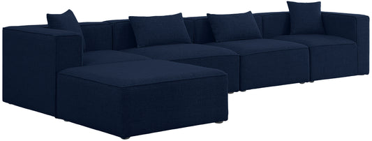 Cube - Modular Sectional 5 Piece - Navy - Fabric - Modern & Contemporary