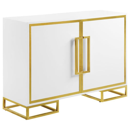 Elsa - 2-Door Accent Cabinet With Adjustable Shelves - White and Gold