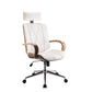 Yoselin - Office Chair - White PU & Walnut