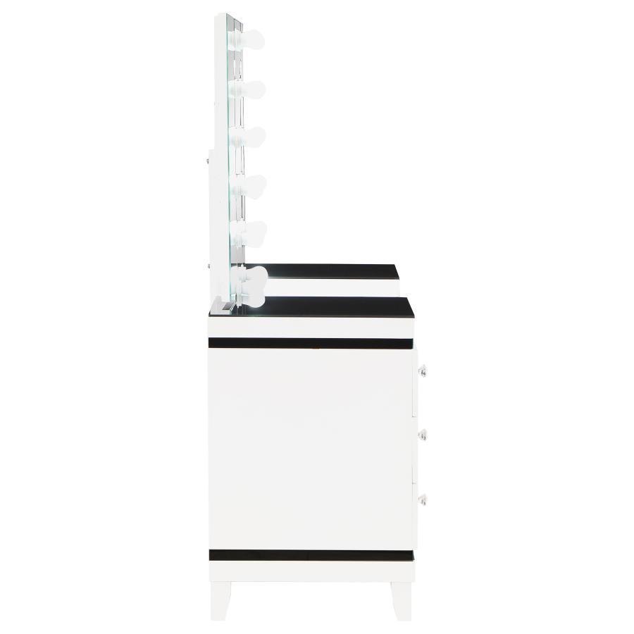 Talei - 6-Drawer Vanity Set With Lighting - Black And White