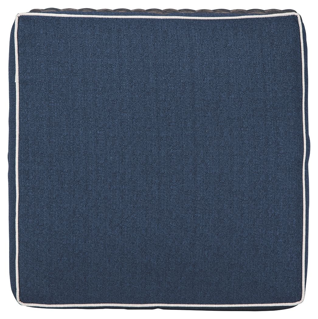 Grasson Lane - Brown / Blue - Ottoman With Cushion
