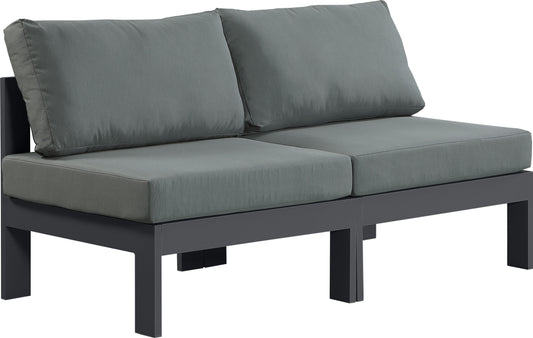 Nizuc - Outdoor Patio Modular Sofa 2 Seats - Grey - Fabric
