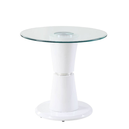 Kavi - End Table - Clear Glass & White High Gloss