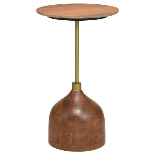 Colima - Round Wood Top Side Table - Peach