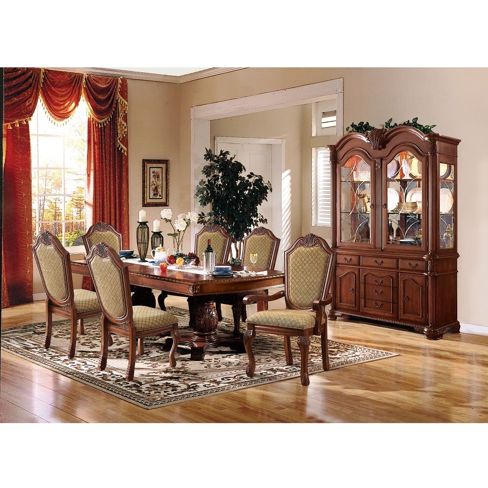Chateau De Ville - Dining Table With Double Pedestal - Dark Brown - 46"