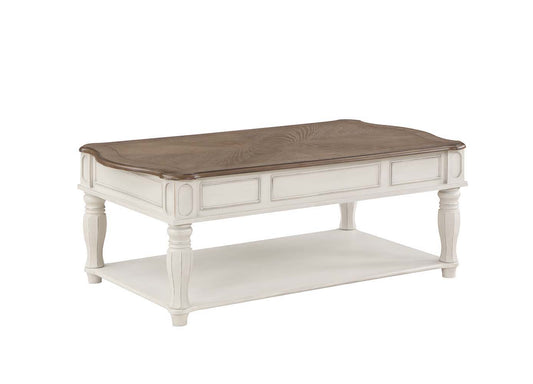 Florian - Coffee Table - Oak & Antique White Finish