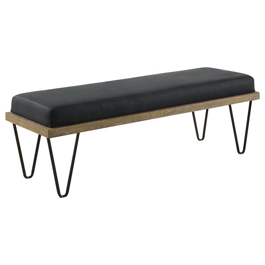 Chad - Upholstered Bench With Hairpin Legs - Dark Blue