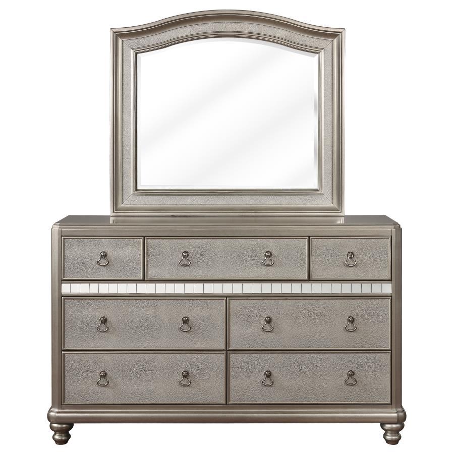 Bling Game - 7-Drawer Dresser With Mirror - Metallic Platinum