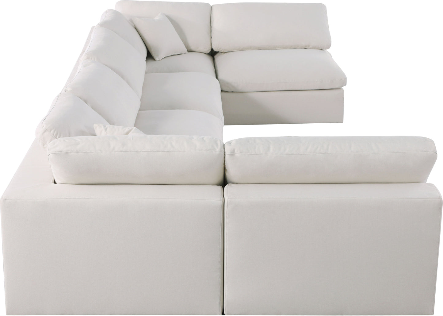 Serene - Linen Textured Fabric Deluxe Comfort Modular Sectional 6 Piece - Cream - Fabric