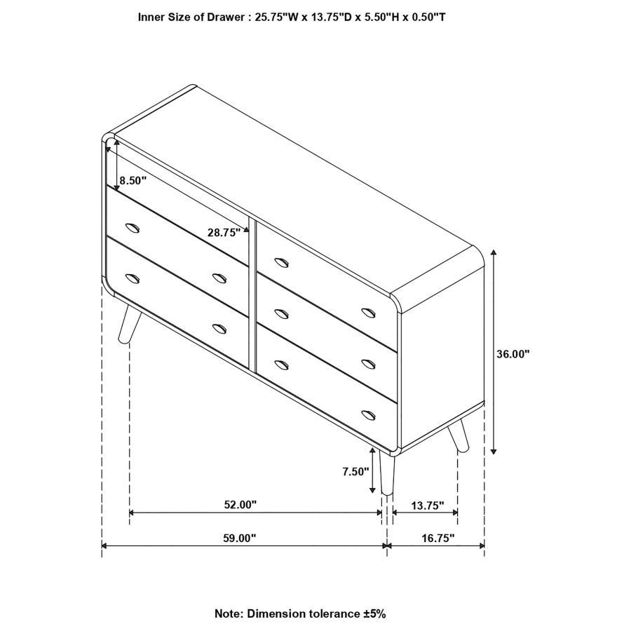 Robyn - 6-Drawer Dresser - Dark Walnut