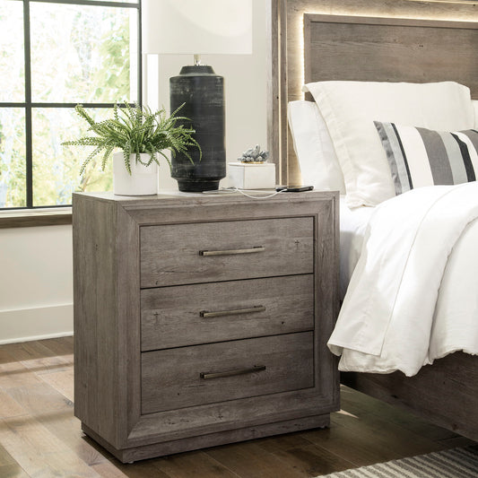 Horizons - Bedside Chest With Charging Station - Gray
