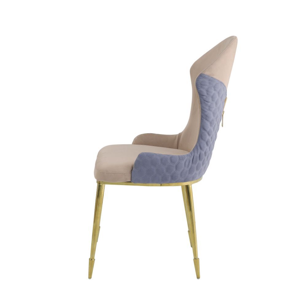 Caolan - Side Chair (Set of 2) - Tan, Lavender Fabric & Gold