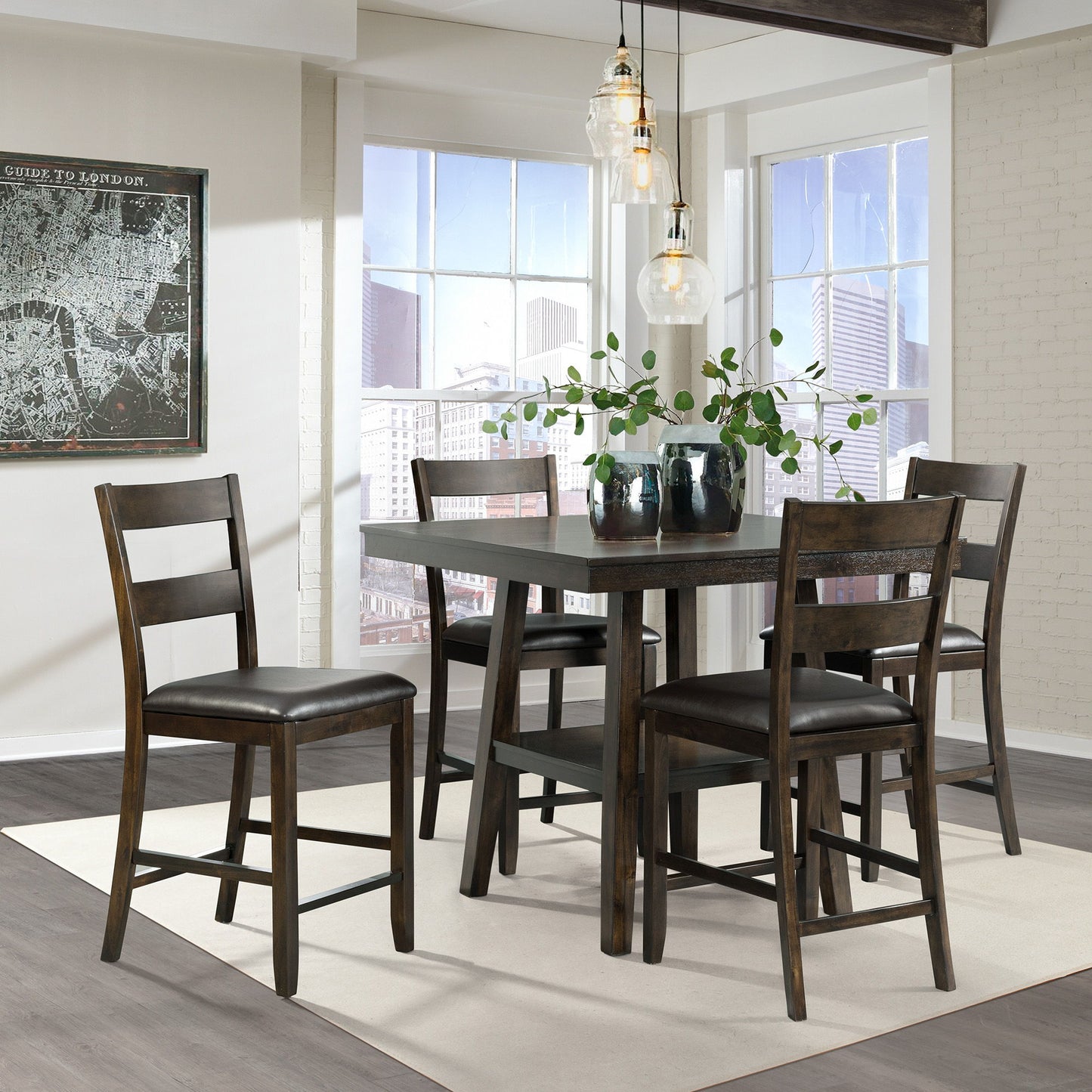 Laredo - 5 Piece Counter Height Dining Set-Table & Four Chairs - Espresso