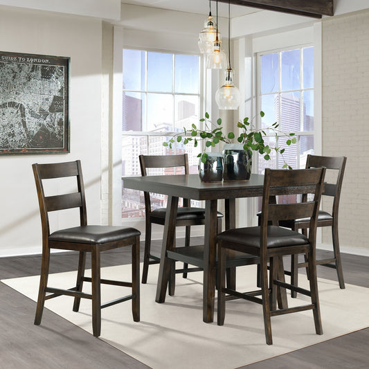 Laredo - 5 Piece Counter Height Dining Set, Table & Four Chairs - Espresso