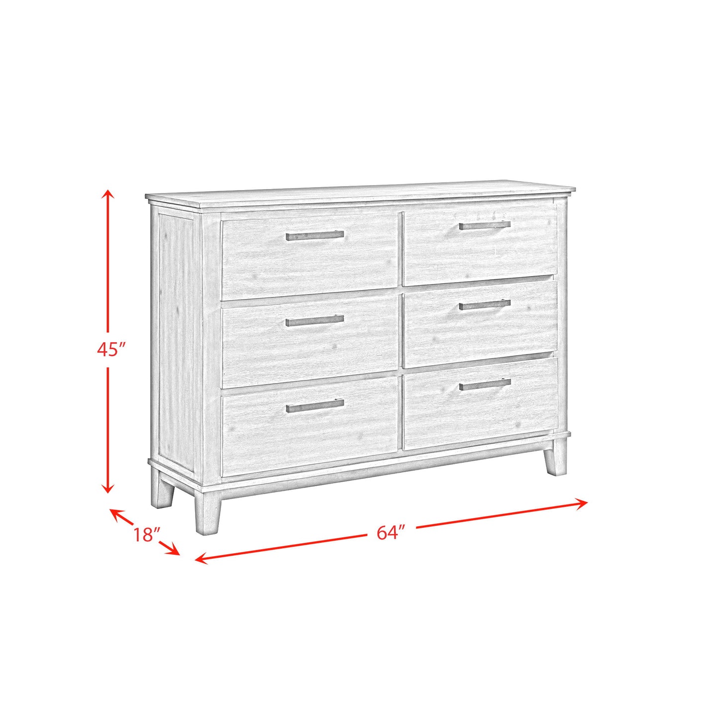 Jolene - 6-Drawer Dresser - Gray