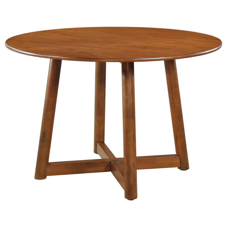 Dinah - Round Solid Wood Dining Table - Walnut