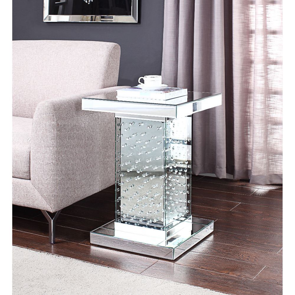 Nysa - End Table - Mirrored & Faux Crystals - 26"