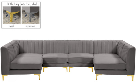 Alina - Modular Sectional 6 Piece - Grey - Fabric