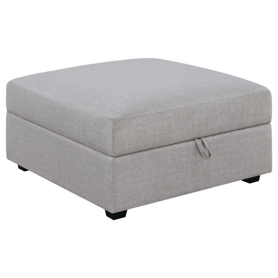 Cambria - Upholstered Square Storage Ottoman - Gray