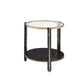 Thistle - End Table - Clear Glass, Faux Black Marble & Champagne Finish