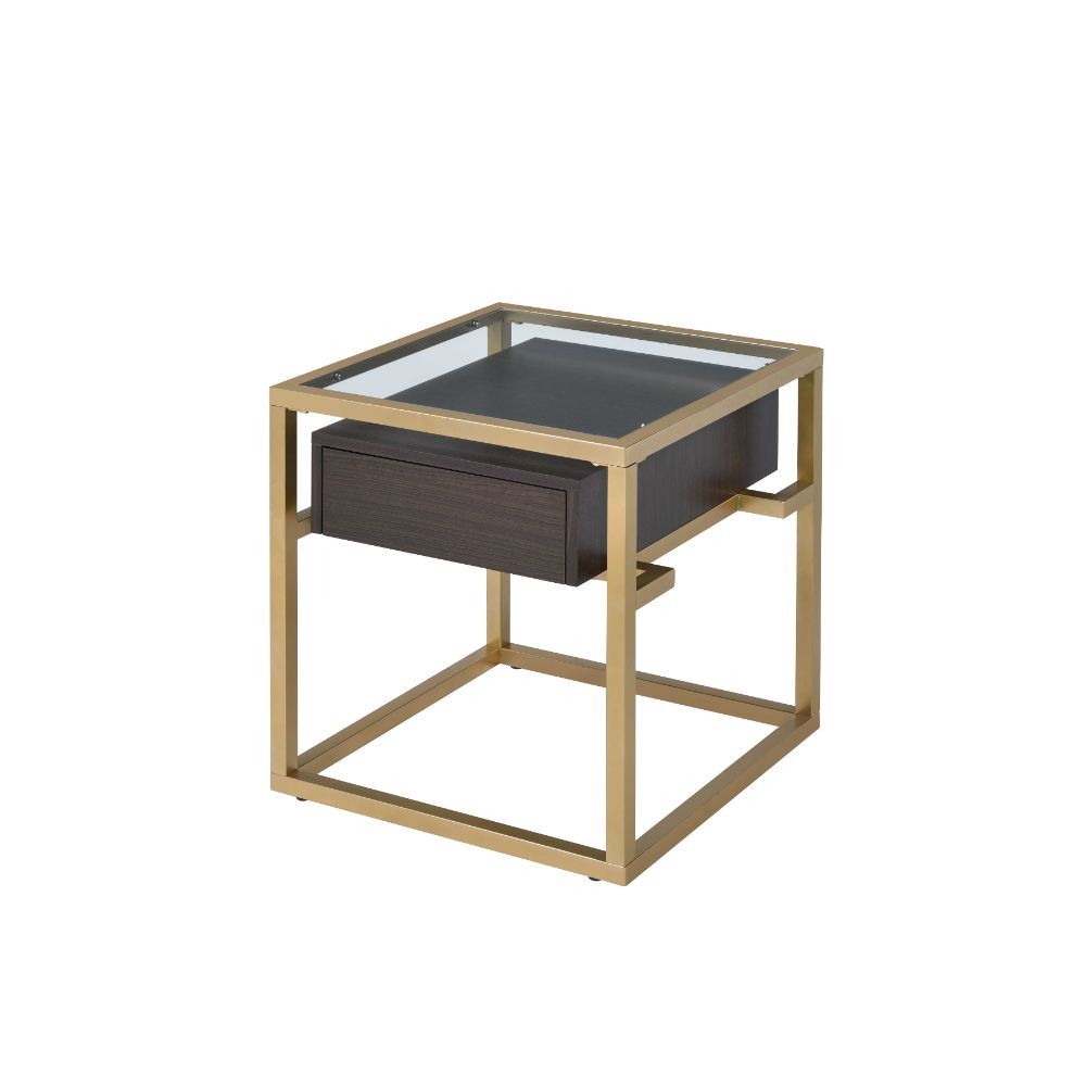 Yumia - End Table - Gold & Clear Glass - 23"