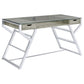 Emelle - 2-Drawer Glass Top Writing Desk - Gray Driftwood And Chrome