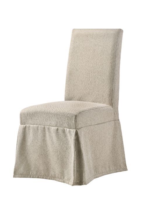 Faustine - Side Chair (Set of 2) - Tan Fabric & Salvaged Light Oak Finish - 40"