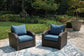 Windglow - Blue / Brown - Lounge Chair With Cushion