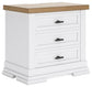 Ashbryn - White / Natural - Three Drawer Night Stand