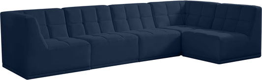 Relax - Modular Sectional 5 Piece - Navy - Fabric